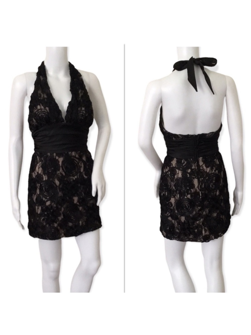 Rubber Ducky Productions Halter Lace Mini Dress Size S
